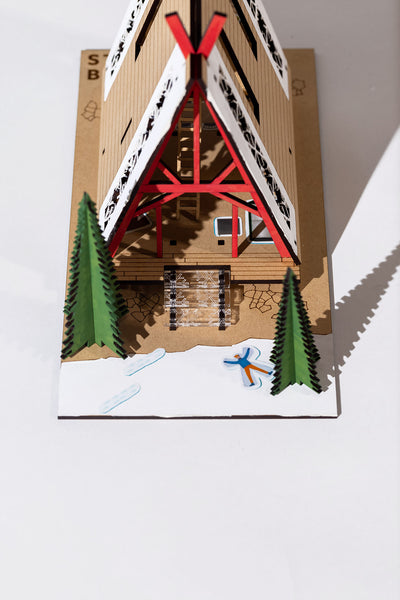 stix+brix evergreen holiday cabin architecture kit for kids