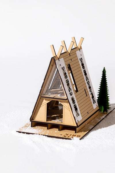 stix+brix evergreen holiday cabin architecture kit for kids