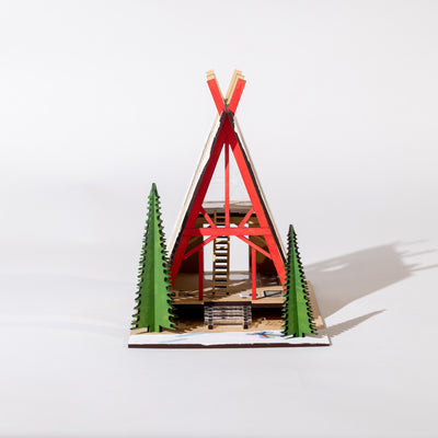 stix+brix evergreen holiday cabin architecture kit for kids